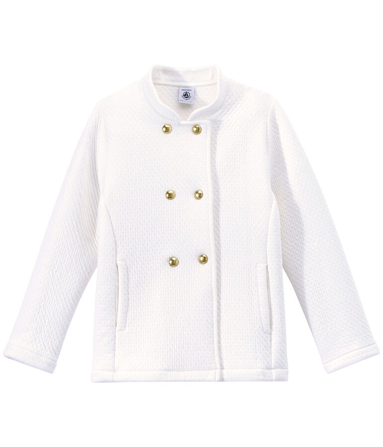 Manteau fille en tubique matelass&eacute; blanc
