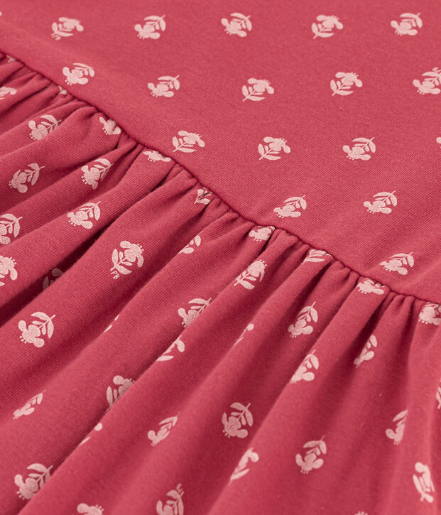Meisjesjurk met print in katoen roze/ecru