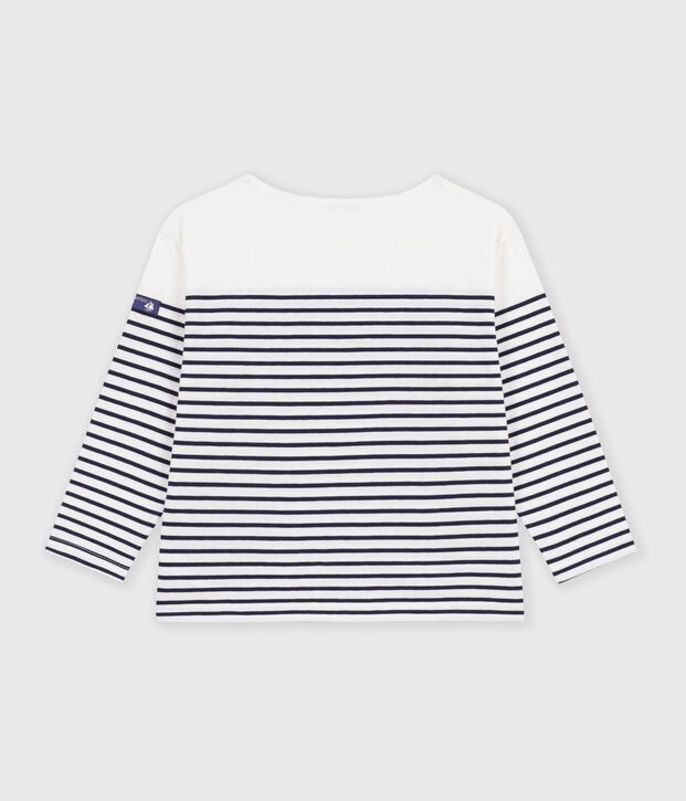 Katoenen marineshirt voor kinderen wit/blauw