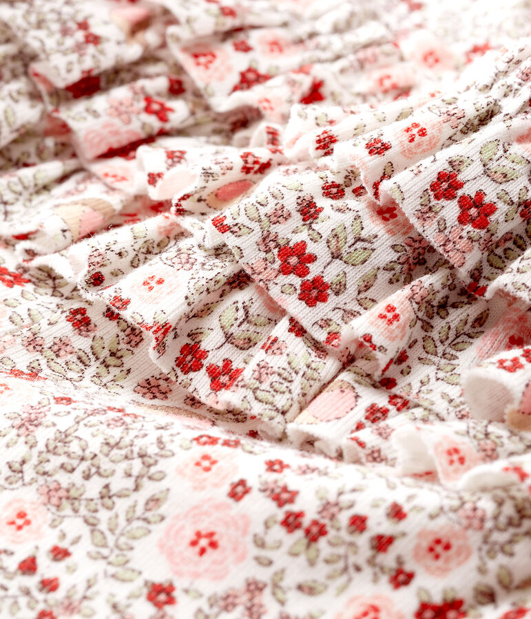 Leggin met print en ruches babymeisje wit MARSHMALLOW/wit MULTICO