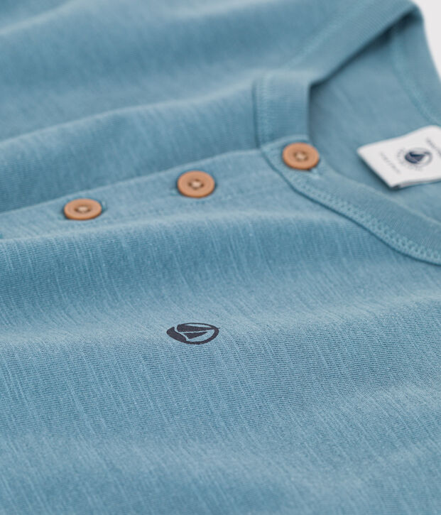 Tee-shirt manches longues en coton enfant gar&ccedil;on bleu