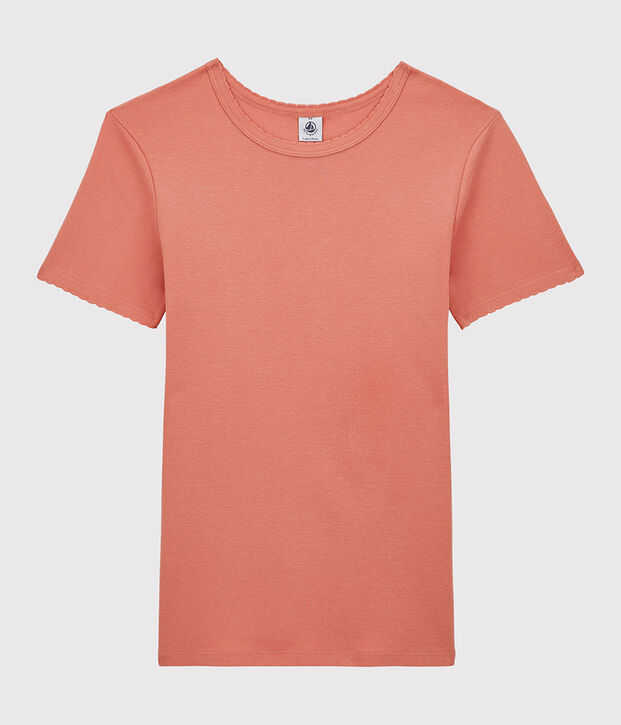 L'ICONIQUE, T-shirt voor dames met cocottesteek in biokatoen roze