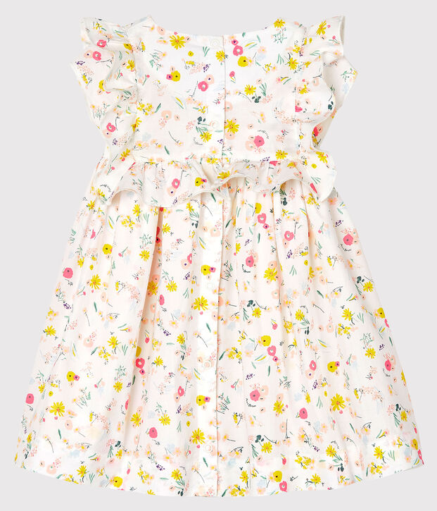 Robe manches courtes imprim&eacute;e b&eacute;b&eacute; fille blanc/multicouleur