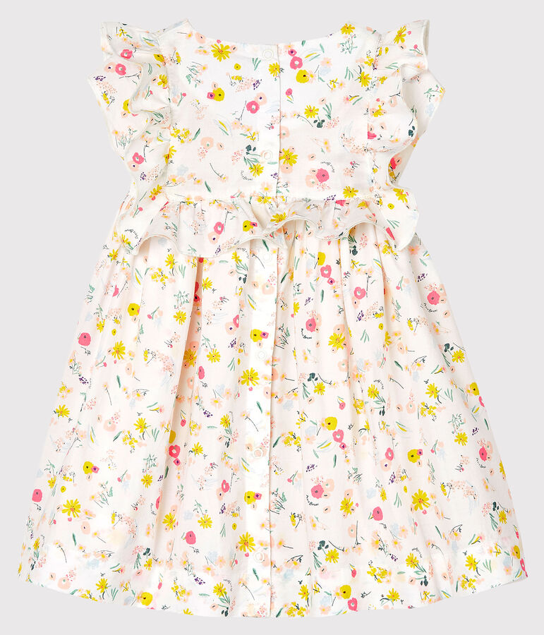 Robe manches courtes imprim&eacute;e b&eacute;b&eacute; fille blanc/multicouleur