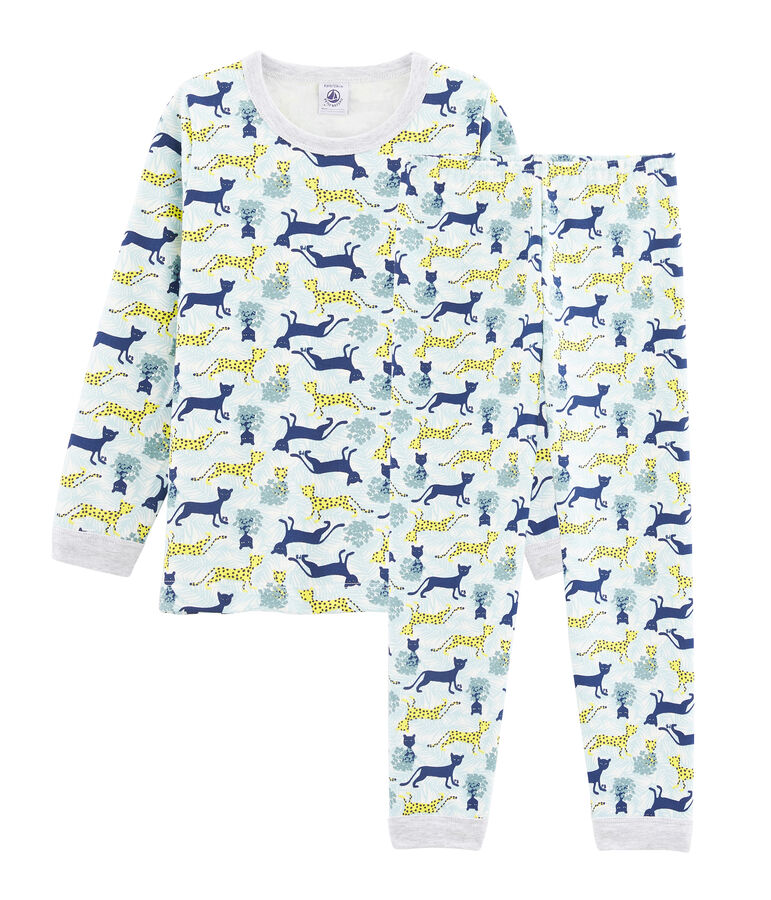 Pyjama petit gar&ccedil;on en molleton blanc/multicouleur