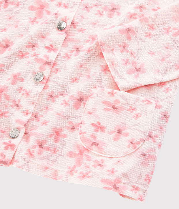 Cardigan van piqu&eacute; jersey voor meisjes roze/multicouleur