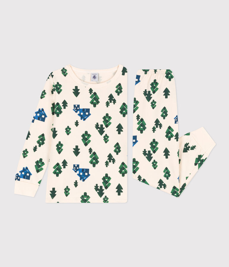 Pyjama imprim&eacute; chalet en molleton enfant blanc AVALANCHE/ MULTICO