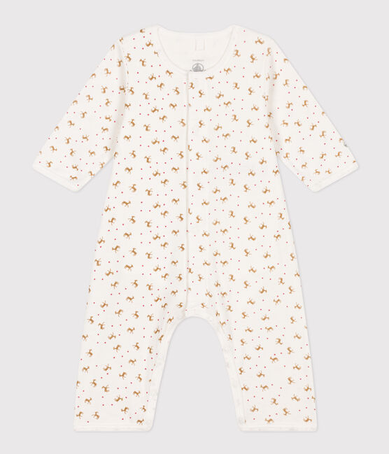 Katoenen bodypyjama zonder voetjes rood MARSHMALLOW/wit HARISSA