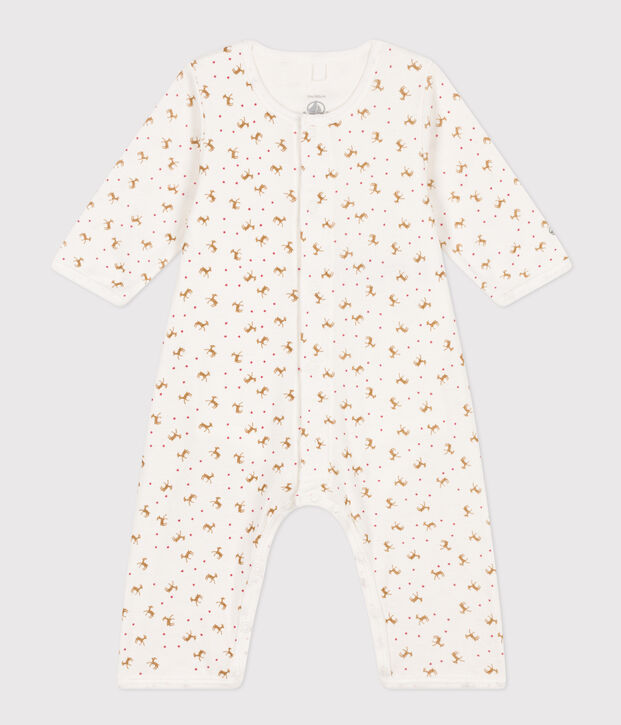 Katoenen bodypyjama zonder voetjes wit/rood