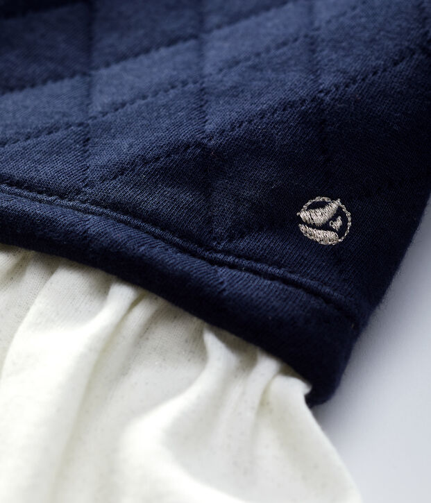 Gewatteerde jurk baby. blauw/wit