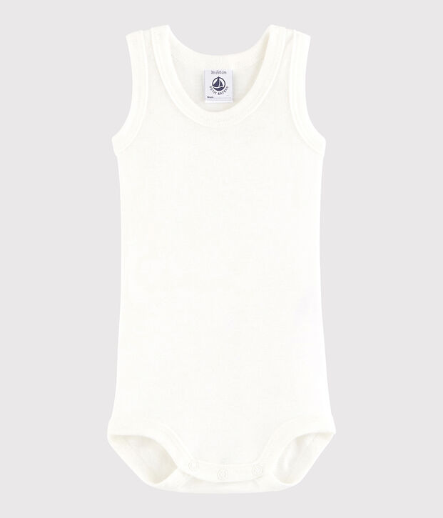 Rompertje zonder mouwen baby jongen wit