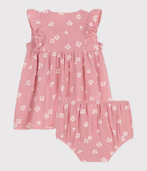Babyjurkje van luchtig katoen met bloomer en bloemenprint roze CHARME/wit MARSHMALLOW