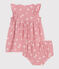 Babyjurkje van luchtig katoen met bloomer en bloemenprint roze CHARME/wit MARSHMALLOW