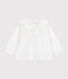 Blouse bébé en popeline de coton manches longues, à col et brodée