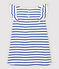 Robe manches courtes en coton enfant fille blanc MARSHMALLOW/bleu SURF