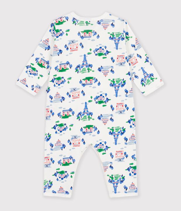 Pyjama b&eacute;b&eacute; en coton sans pieds imprim&eacute; Paris blanc/multicouleur