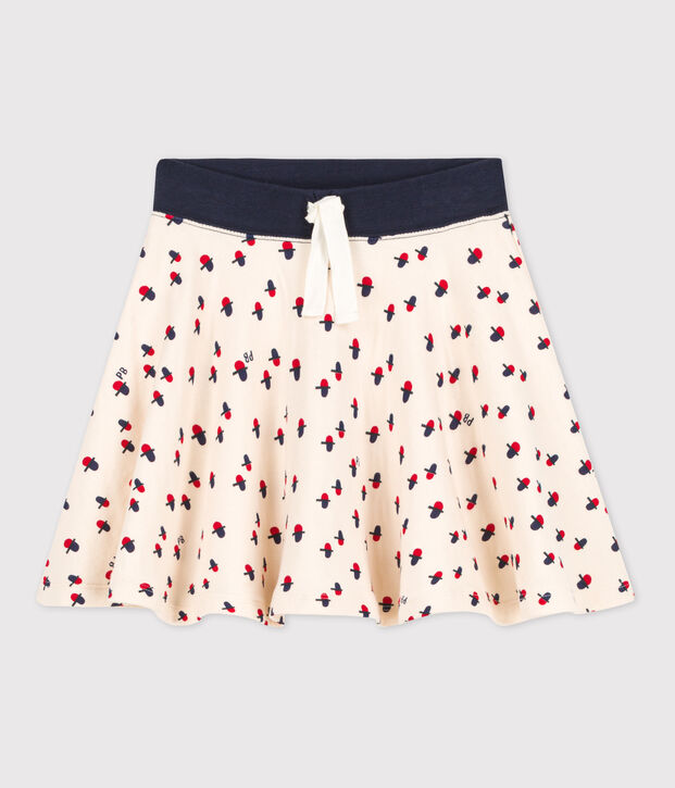 Meisjesrok in tubic met print ecru/multicouleur