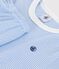 Korte katoenen kinderpyjama met streepjes blauw EDNA/wit MARSHMALLOW