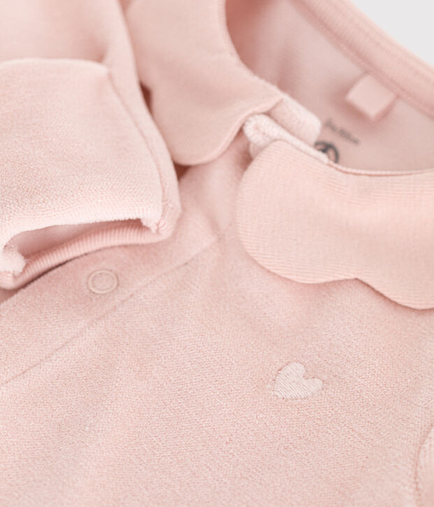 Pyjama en velours b&eacute;b&eacute; rose