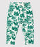 Pantalon imprimé végétal en molleton bébé blanc MARSHMALLOW/vert GAZON