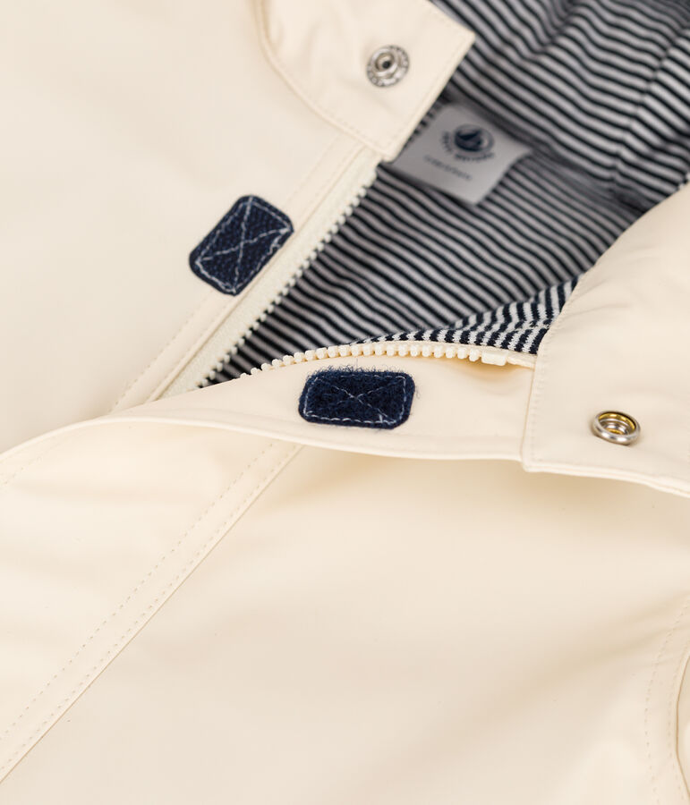 Warme gewatteerde oliejas van gerecycleerde stof voor baby's ecru