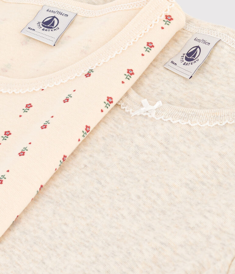 Lot de 2 tee-shirts &agrave; manches courtes fleur en coton enfant multicouleur