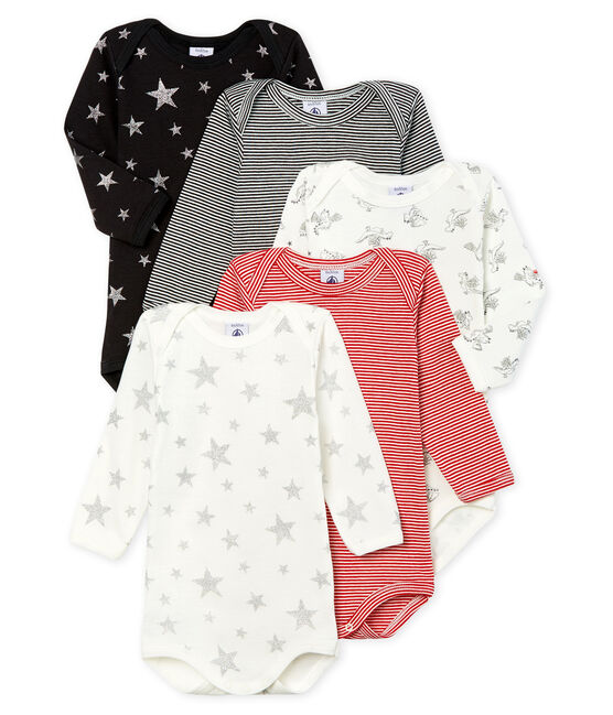 Set van 5 rompertjes met lange mouwen babyjongen variante 1