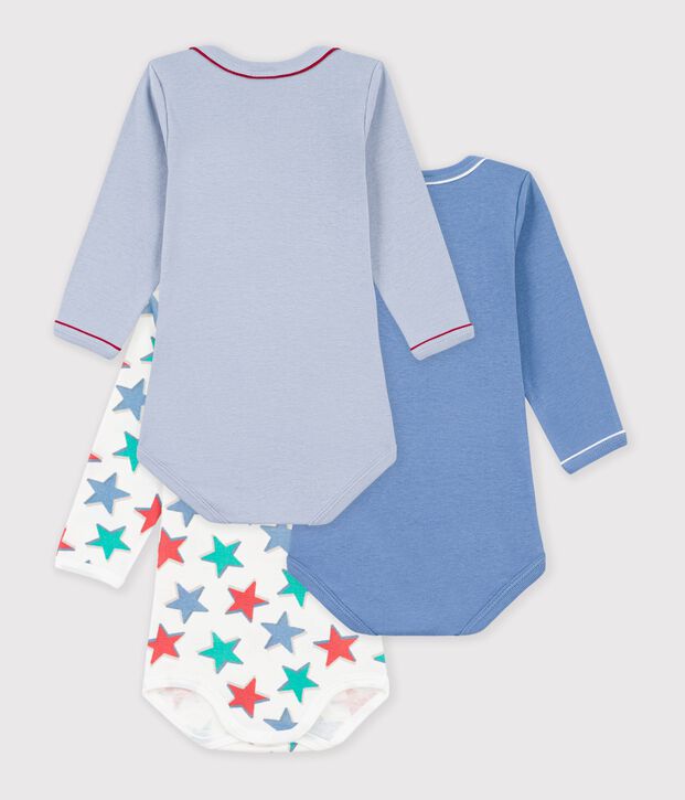 Lot de bodies manches longues en coton imprim&eacute; &eacute;toiles b&eacute;b&eacute; multicouleur