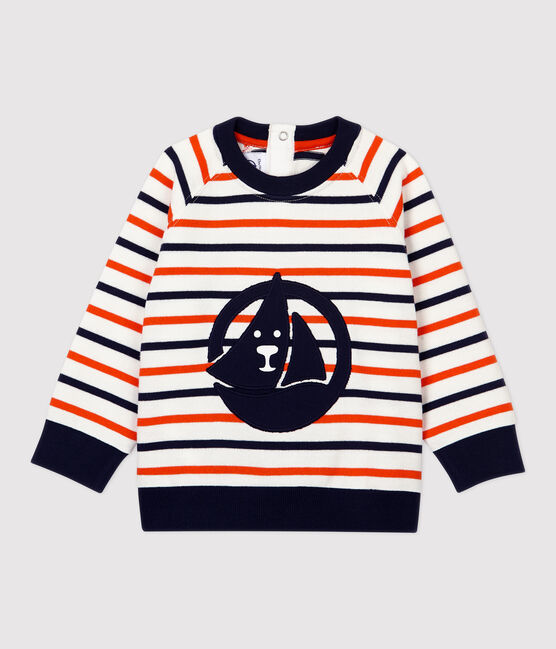 Sweatshirt van molton baby. wit MARSHMALLOW/ SMOKING/ CAROTTE