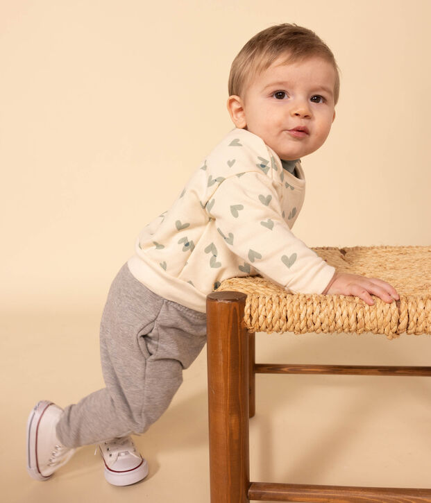 Pantalon en molleton b&eacute;b&eacute; gris