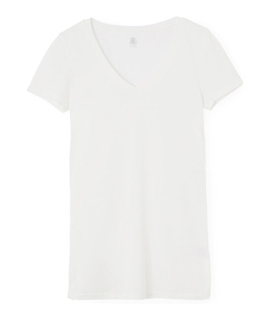 Dames-t-shirt met korte mouwen uit licht katoen wit MARSHMALLOW