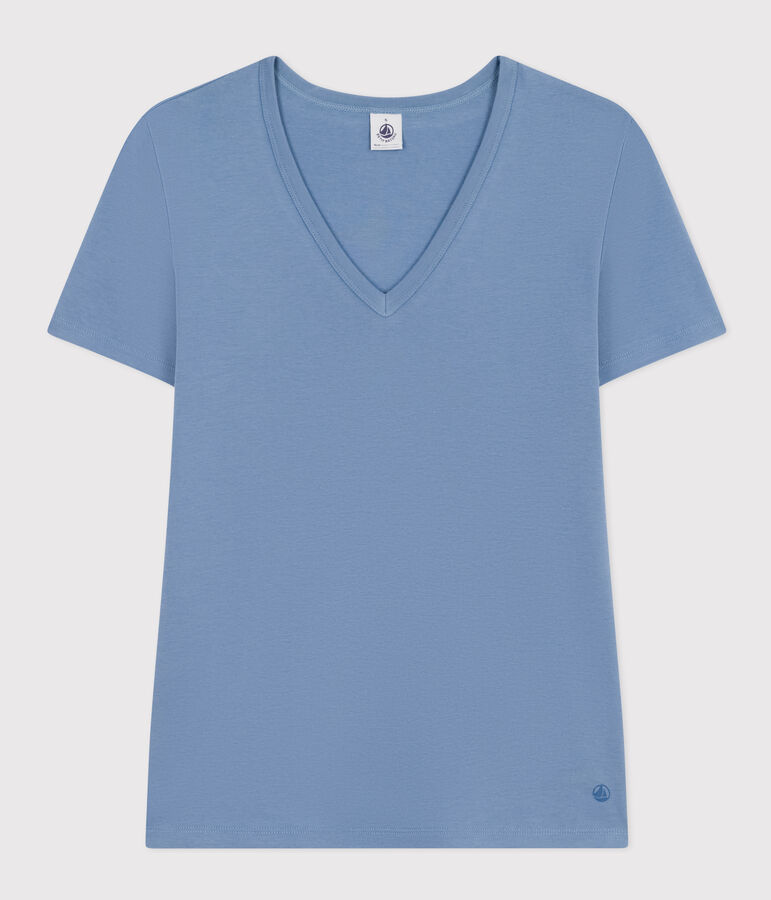 L'Iconique, effen katoenen T-shirt voor dames blauw