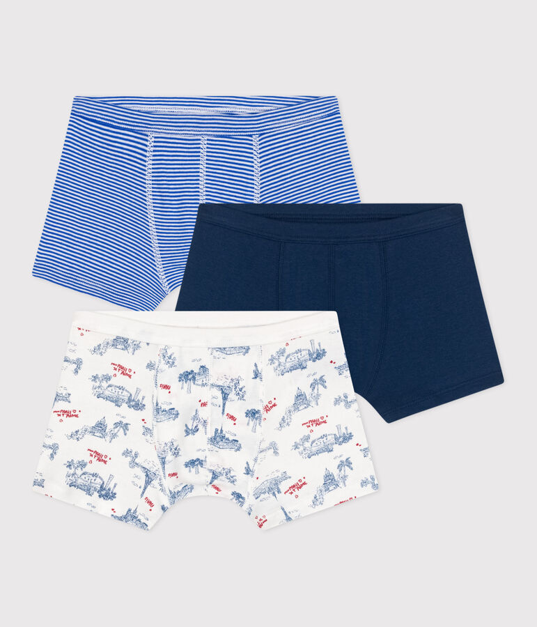 Lot de 3 boxers enfant en coton &agrave; ceinture collet&eacute;e imprim&eacute; Paris multicouleur