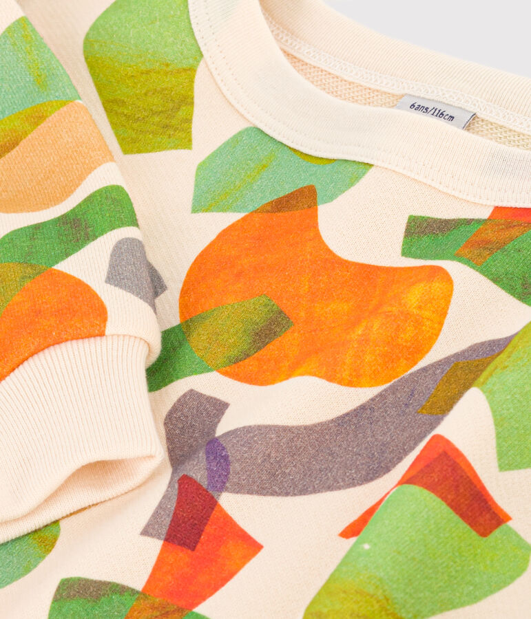 Sweatshirt imprim&eacute; en molleton enfant &eacute;cru/multicouleur