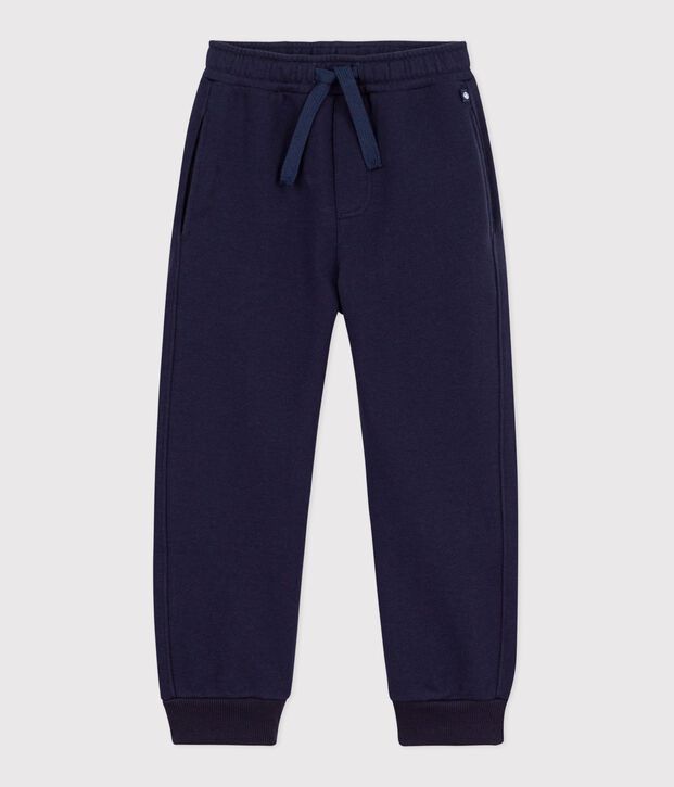 Pantalon de jogging enfant en coton uni bleu marine