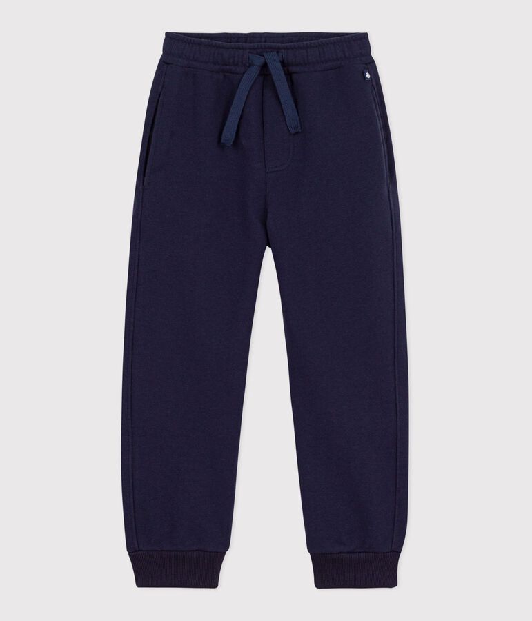Effen katoenen joggingbroek voor kinderen blauw