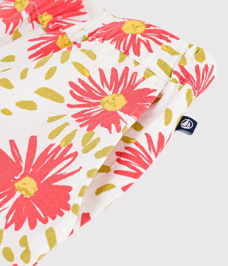 Katoenen kinderbroek met bloemen wit/multicouleur