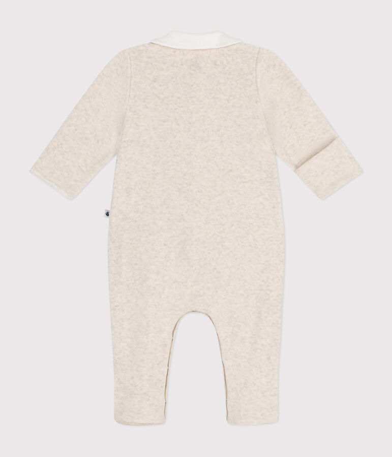 Babypyjama van velours beige