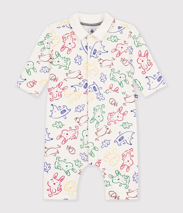 Lang katoenen pakje met dierenprint voor baby's ecru/multicouleur