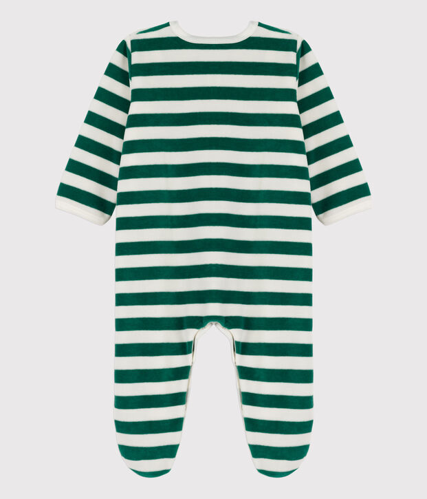Babyslaappakje in fluweel groen/wit