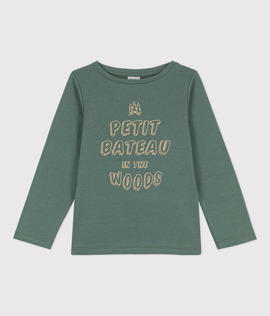 Tee-shirt manches longues en coton enfant fille / garçon vert VALLEE