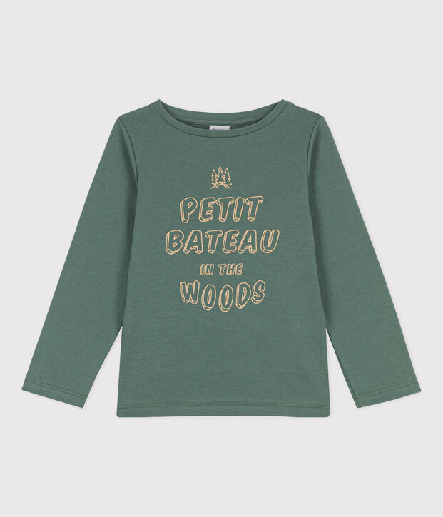 Tee-shirt manches longues en coton enfant fille / gar&ccedil;on vert