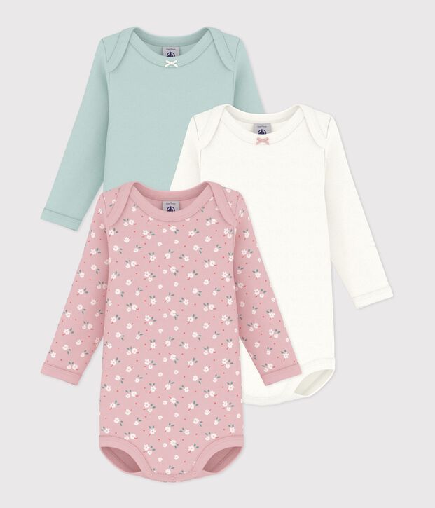 Set van katoenen body's met lange mouwen en bloemenprint multicouleur