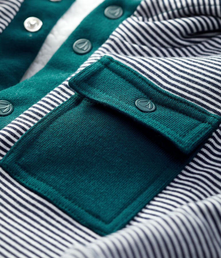 Cardigan van sherpa baby. wit MARSHMALLOW/groen PINEDE