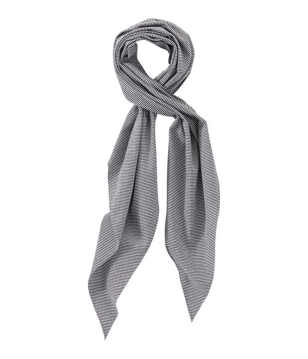 Foulard femme ray&eacute; milleraies bleu/blanc