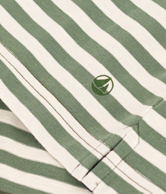 LE BOXY, gestreept T-shirt voor dames in katoen  groen CROCO/ AVALANCHE