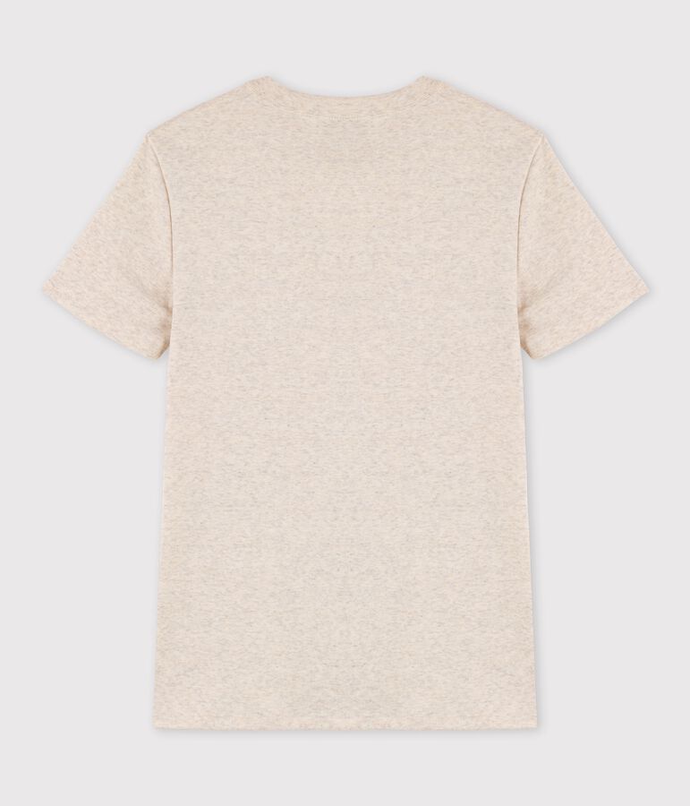 T-shirt col rond  s&eacute;rigraphi&eacute; en coton Femme beige