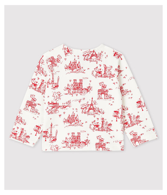 Cardigan imprimé en molleton bébé fille blanc MARSHMALLOW/rouge TERKUIT