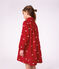 Robe enfant en velours manches longue imprim&eacute;e n&oelig;uds rouge/&eacute;cru