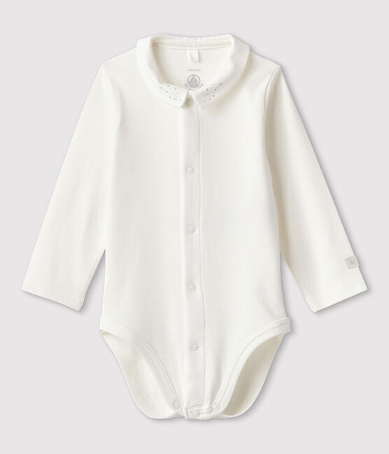 Body à col bébé en coton biologique blanc MARSHMALLOW
